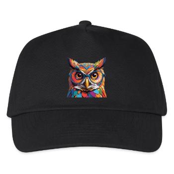 Eule Cool mit Brille Colored Tough - Kinder Basecap - Schwarz - Vorne