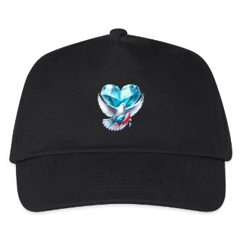 Colombe avec cœur bleu et motif de poisson - Casquette de baseball Enfant - noir - Devant