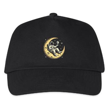 Chill Astronaut on Crescent Moon - Kinder Basecap - Schwarz - Vorne