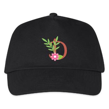 Elegant letter 'D' with flowers - Kids’ Baseball Cap - black - Front