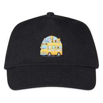 Niedliches Tier Schule Bus Illustration - Kinder Basecap - Schwarz - Vorne