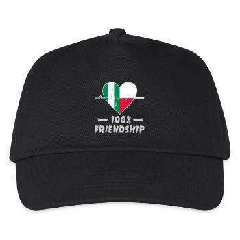 Nigeria und Polen 100% Freundschaft - Kinder Basecap - Schwarz - Vorne