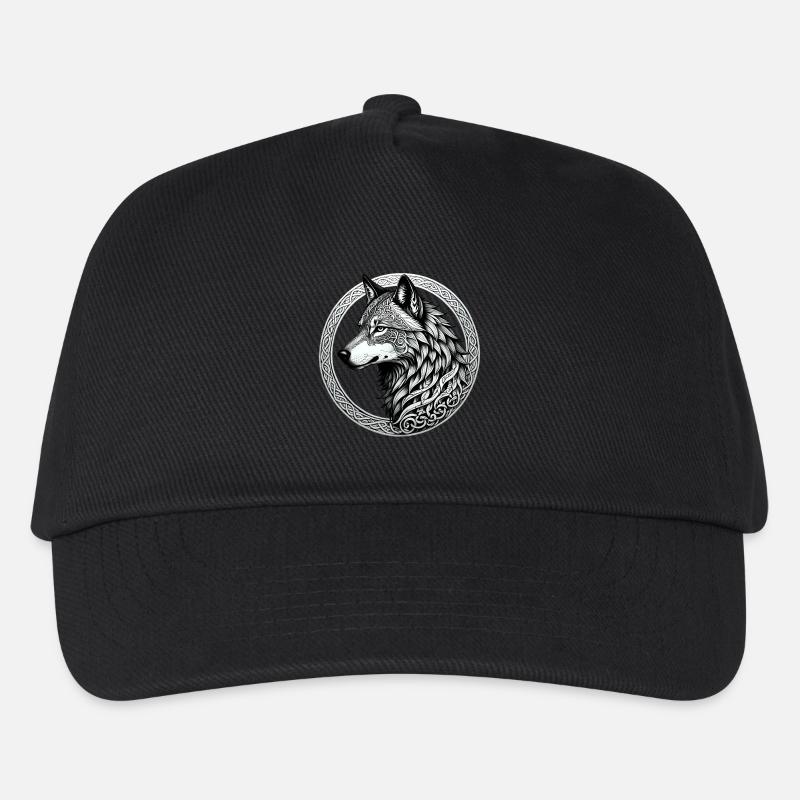 Wolf mit keltischem Knoten 02 - Kinder Basecap - Schwarz