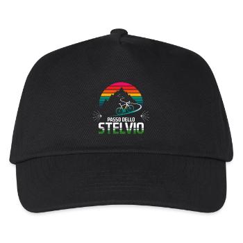 Passo delle Stelvio Radfahren Design - Kinder Basecap - Schwarz - Vorne
