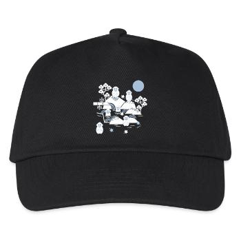 Chilling Monkeys in a Hot Spring l weiß blau navy - Kinder Basecap - Schwarz - Vorne