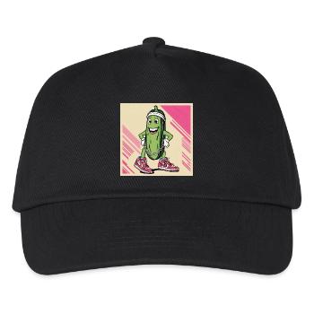 Humorvoller Gurkencharakter mit Streetwear - Kinder Basecap - Schwarz - Vorne