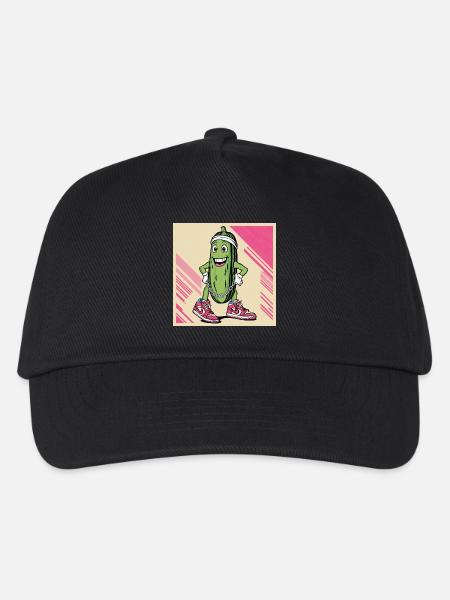 Humorvoller Gurkencharakter mit Streetwear - Kinder Basecap - Schwarz