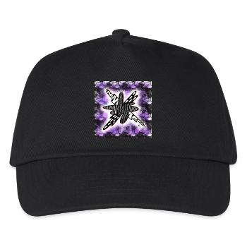 Kreativ gemusterter Klecks auf schwarz-violett - Kinder Basecap - Schwarz - Vorne