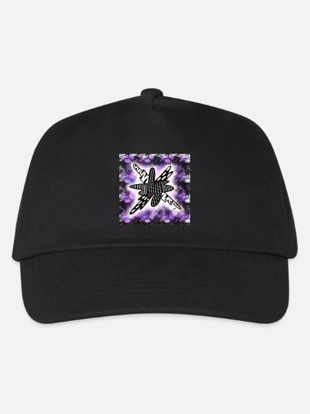 Kreativ gemusterter Klecks auf schwarz-violett - Kinder Basecap - Schwarz