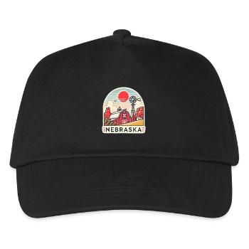 Nebraska Farm Sonnenuntergang Illustration - Kinder Basecap - Schwarz - Vorne