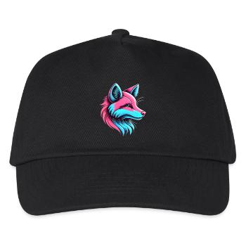 Neon Fox Glow Künstlerisches Design - Kinder Basecap - Schwarz - Vorne