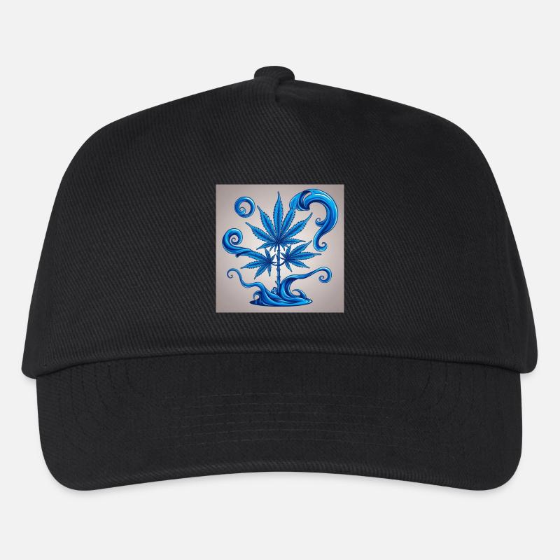 Blauer Hanfbaum mit Wasserdesign - Kinder Basecap - Schwarz