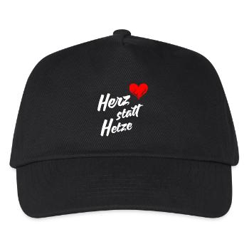 Herz statt Hetze - Kinder Basecap - Schwarz - Vorne