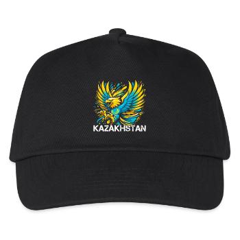 Kasachstan Adler Flagge Fahne cool Geschenk - Kinder Basecap - Schwarz - Vorne