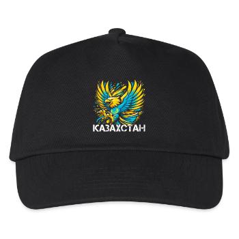 Kasachstan Adler Flagge Fahne kyrillisch Geschenk - Kinder Basecap - Schwarz - Vorne