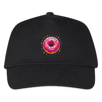 Pink Frosted Donut with Sprinkles - Kids’ Baseball Cap - black - Front
