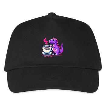 Lila Dino genießt Kaffee - Kinder Basecap - Schwarz - Vorne