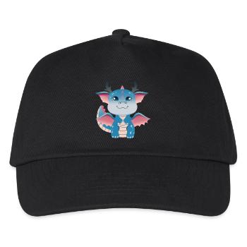 Azurblauer Drachenling-Amulett - Kinder Basecap - Schwarz - Vorne