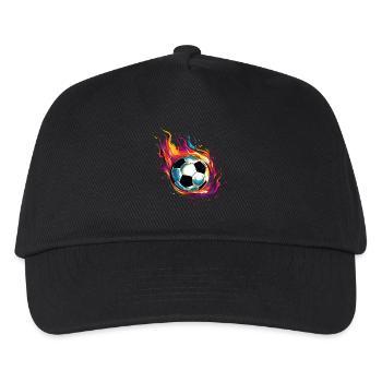 Fußball Flamme Fussballer - Kinder Basecap - Schwarz - Vorne