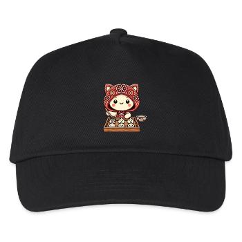 Entzückender Katzenkoch mit roter Kapuze - Kinder Basecap - Schwarz - Vorne