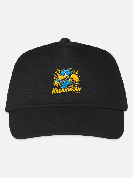 Kasachstan Adler Flagge Fahne Power cool Geschenk - Kinder Basecap - Schwarz