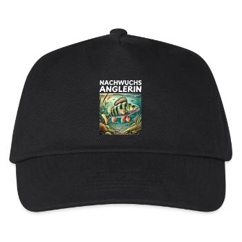 Nachwuchs Anglerin Barsch Angler Motiv - Kinder Basecap - Schwarz - Vorne