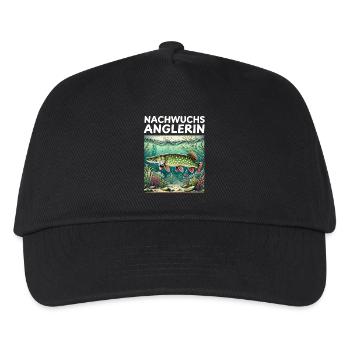 Nachwuchs Anglerin - Hecht Motiv - Kinder Basecap - Schwarz - Vorne