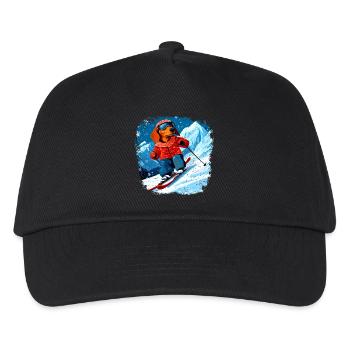 Dackel Ski - Kinder Basecap - Schwarz - Vorne
