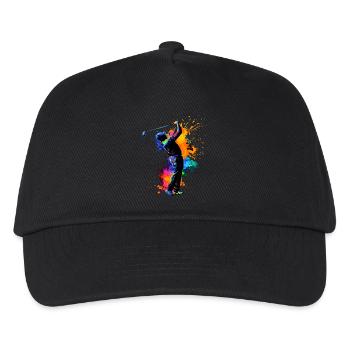 Bunter Golfer Golf Sport Golfspieler Geschenk - Kinder Basecap - Schwarz - Vorne