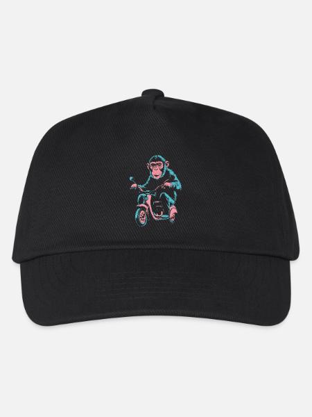 Affe auf dem Roller – Retro Streetstyle - Kinder Basecap - Schwarz