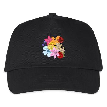 Löwin mit Blumen - Kinder Basecap - Schwarz - Vorne