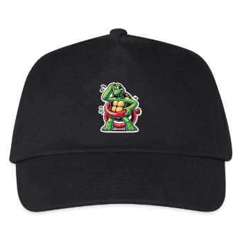 Lustige Schildkröte Oops Cartoon Aufkleber - Kinder Basecap - Schwarz - Vorne