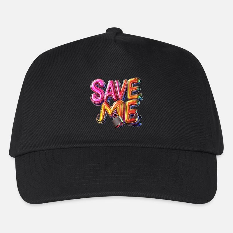 Stylischer 3D Schriftzug "SAVE ME" mit Schlössern - Kinder Basecap - Schwarz