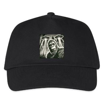 Lustig Bigfoot Big Foot Sasquatch Selfie UFO Alien - Kinder Basecap - Schwarz - Vorne