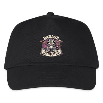 Badass Drummer Raccoon Cool Gift - Kids’ Baseball Cap - black - Front