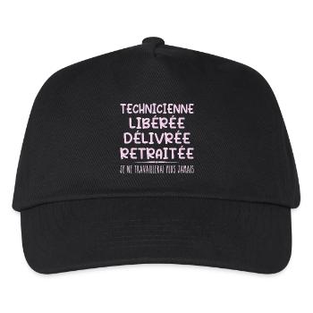 Technician celebrates her retirement with humour - Kids’ Baseball Cap - black - Front