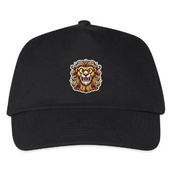 Fierce Lion Cartoon Sticker Design - Kids’ Baseball Cap - black - Front