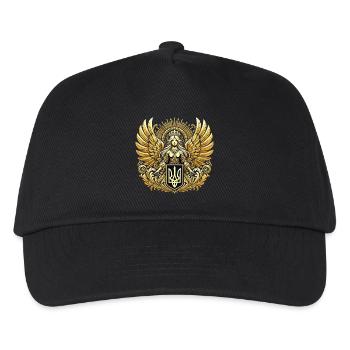 Ukraine Wappen Schutzengel Gold Geschenk - Kinder Basecap - Schwarz - Vorne