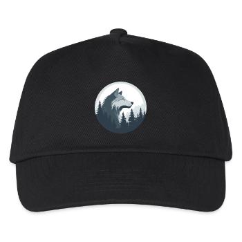 Nordischer wilder Wolf Illustration - Kinder Basecap - Schwarz - Vorne