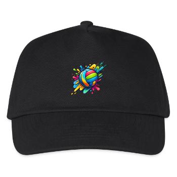 Bunter Volleyball Farbspritzer Volleyballer - Kinder Basecap - Schwarz - Vorne