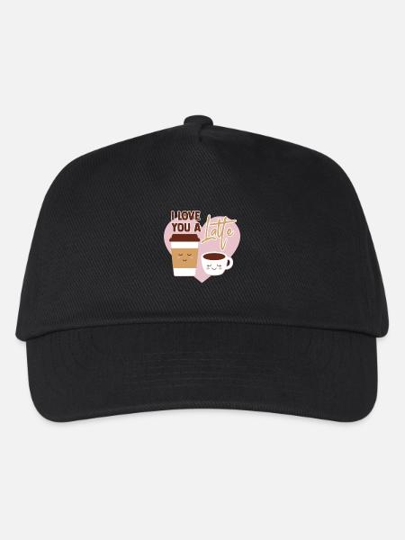 Valentine I Love You A Latte - Kinder Basecap - Schwarz