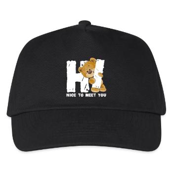 Niedlicher Teddybär Begrüßung englischer Spruch - Kinder Basecap - Schwarz - Vorne