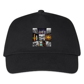 China Asia Collage Skyline City Metropolis Art - Kids’ Baseball Cap - black - Front
