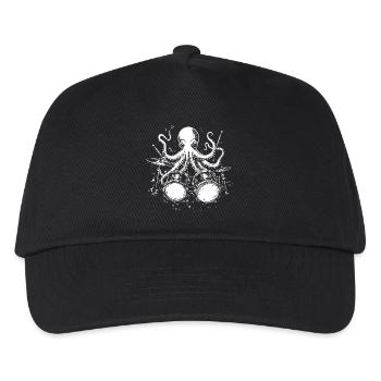 Oktopus Kraken Schlagzeug Schlagzeuer Rock Musik - Kinder Basecap - Schwarz - Vorne