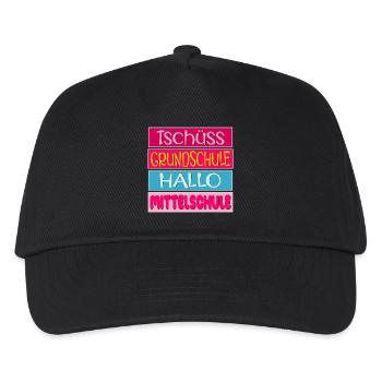 TSCHÜSS GRUNDSCHULE HALLO MITTELSCHULE - Kinder Basecap - Schwarz - Vorne
