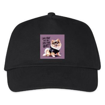 Pomeranian Dog "I am a thief" - Kinder Basecap - Schwarz - Vorne