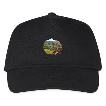 Der Wächterhirsch – Panorama des Tals - Kinder Basecap - Schwarz - Vorne