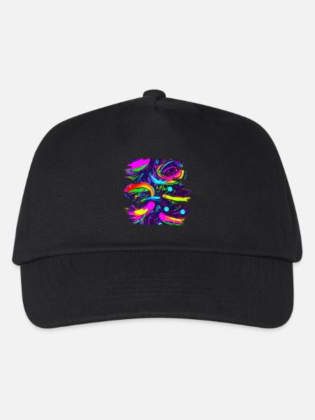 Neon Abstrakt Style Trend UV - Kinder Basecap - Schwarz