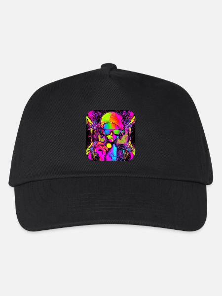 Neon Farben Bunt Kreativ Style Glow - Kinder Basecap - Schwarz