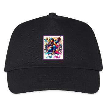 Hip-Hop Vibes – Rapper mit Mikrofon - Kinder Basecap - Schwarz - Vorne